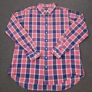 Gitman Bros Button Down Shirt Red Blue Check XXL 100% Cotton Made in USA